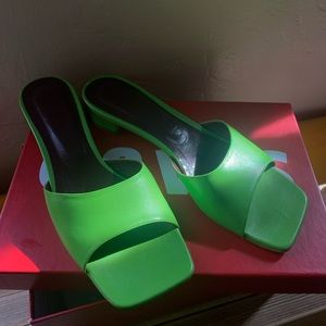 Staud Green Simone Mules